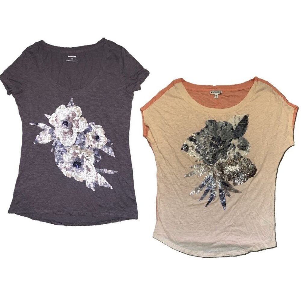 Qty. 2 - EXPRESS shirts - 1 grey and 1 peach